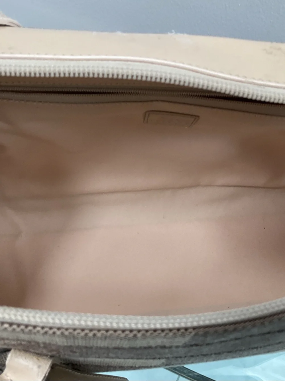 Versace Beige Canvas Messenger Bag with Leather Trim